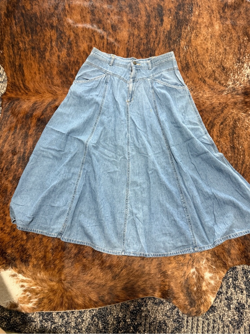 Vintage Chaus Womens SZ 14 A-Line Trumpet Denim Skirt Western Cowgirl 90's Blue